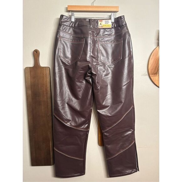 Nike Jordan Brown Maison Château Rouge Pleather Woven Trousers Pants Size 8 NWT - Picture 3 of 10